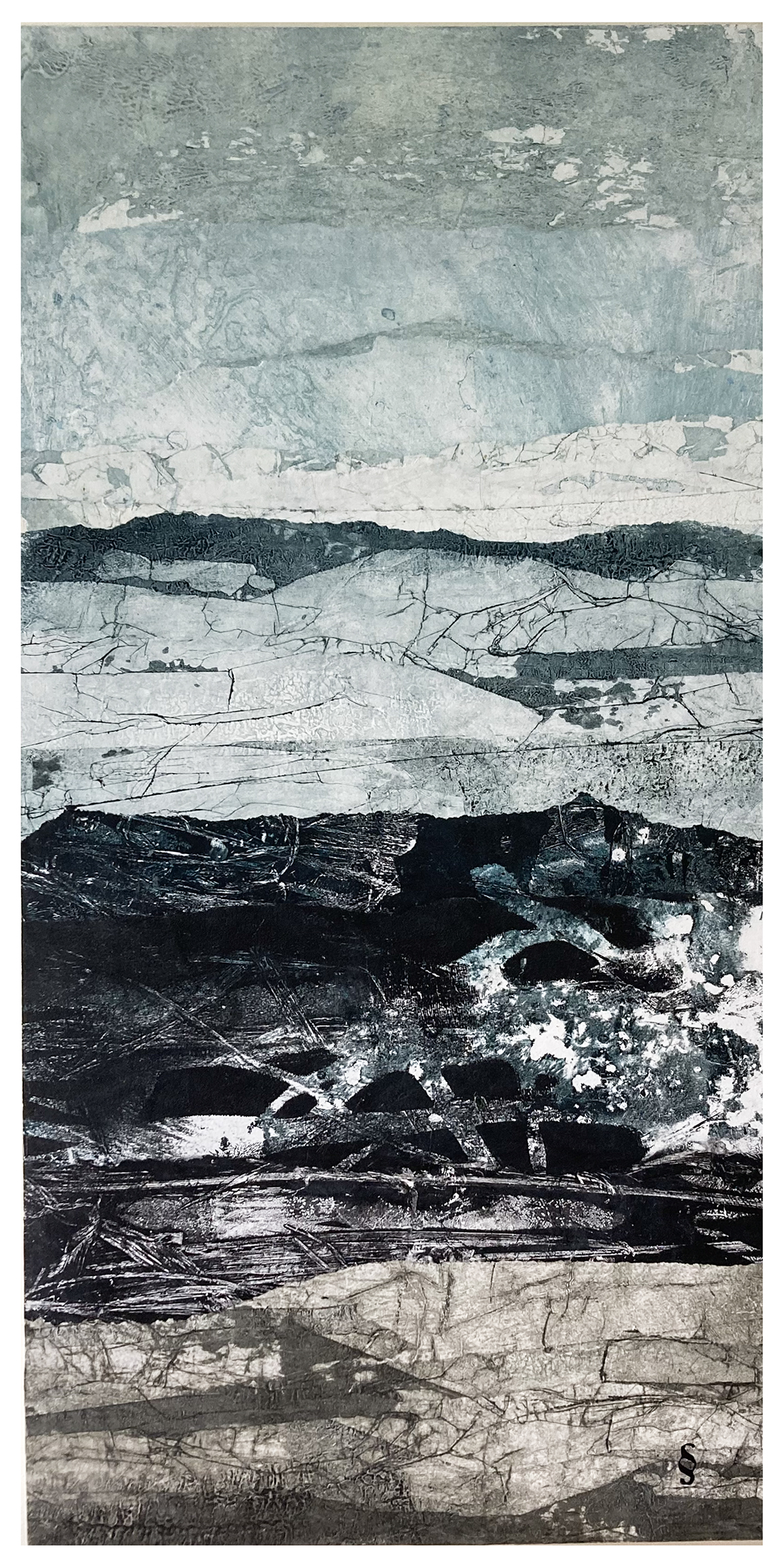 La danse des glaces IV, Techniques mixtes, 24 po. X 12 po. Sylvie Schueler © 2025