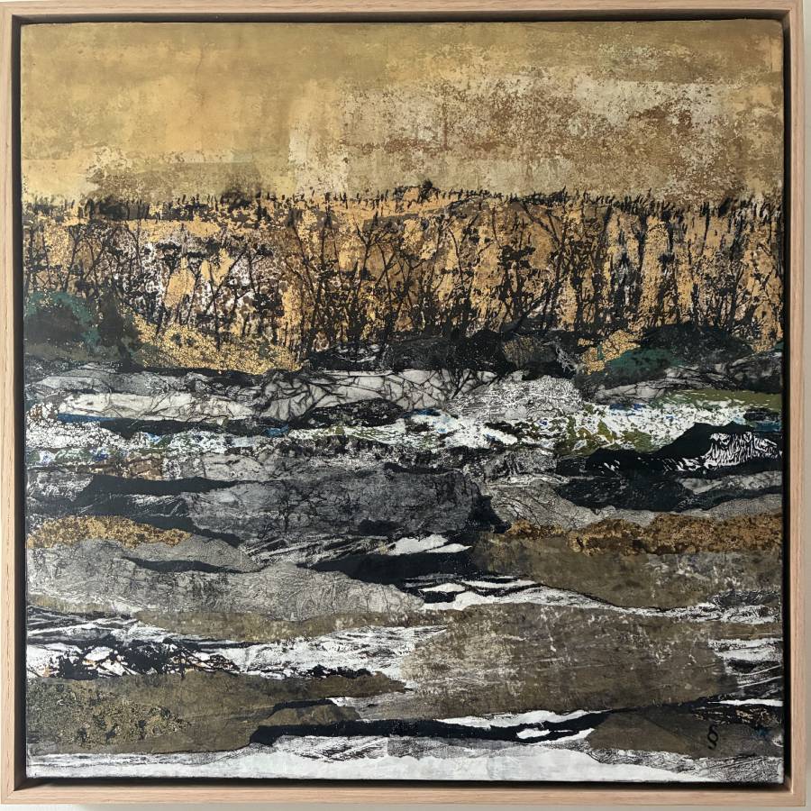 Le débordement, Techniques mixtes, 20 X 20 po. Sylvie Schueler © 2026